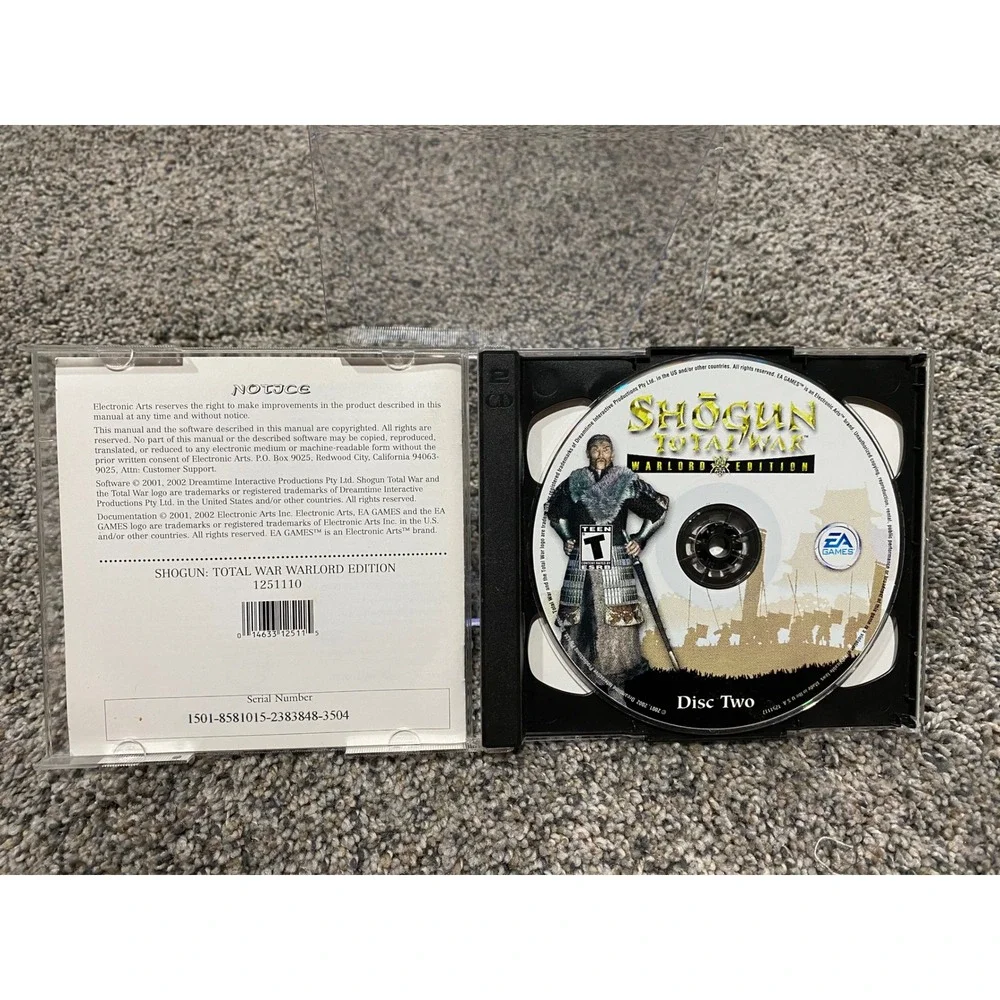 EA Shogun Total War Warlord Edition PC Games N/A Silver Excellent Missing Disc 1